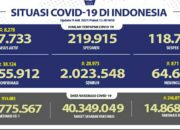 Update Cov-19, Positif 38.124 Total 2.455.912 Wafat 871 Total 64. 631