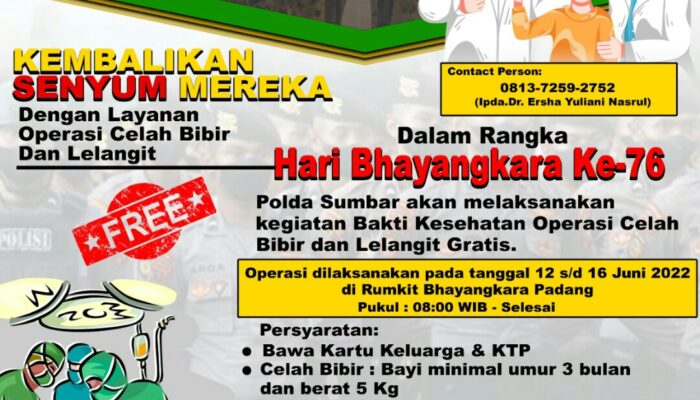 Sambut Hari Bhayangkara ke 76, Polda Sumbar Gelar Bakti Kesehatan