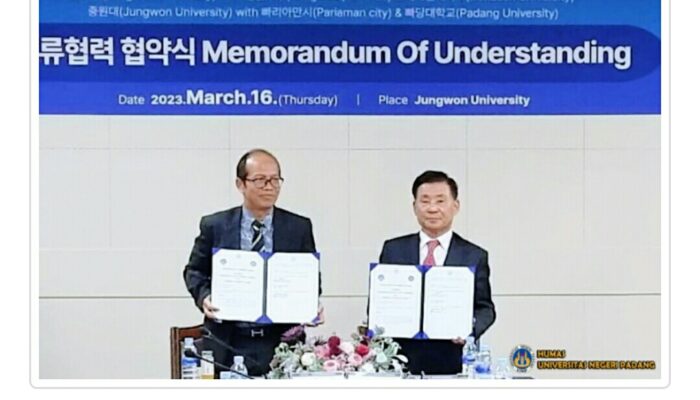 UNP Tandatangani MoU dengan 2 Universitas di Korsel