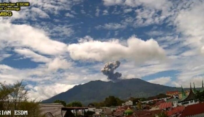 Gunung Marapi Erupsi, Kolom Abu Capai 800 mtr di Atas Puncak