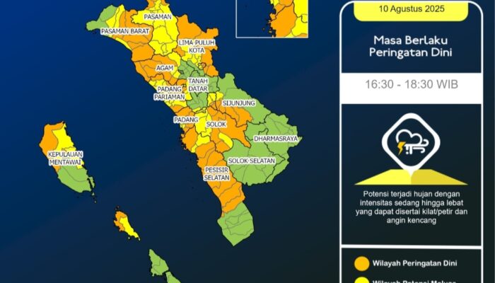 BMKG Keluarkan Peringatan Cuaca Ekstrem di Sumatera Barat